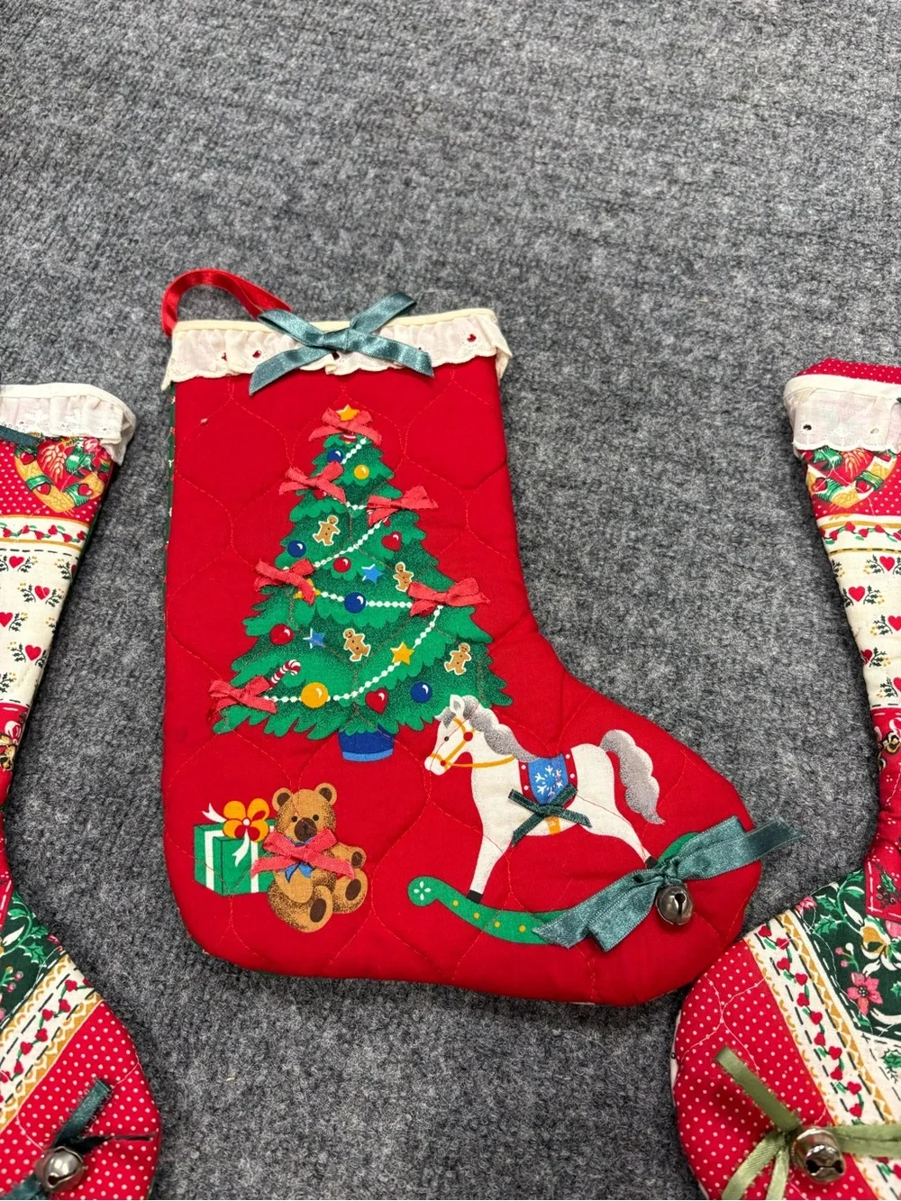 Vintage Hand Quilted Christmas Stockings Rustic Country